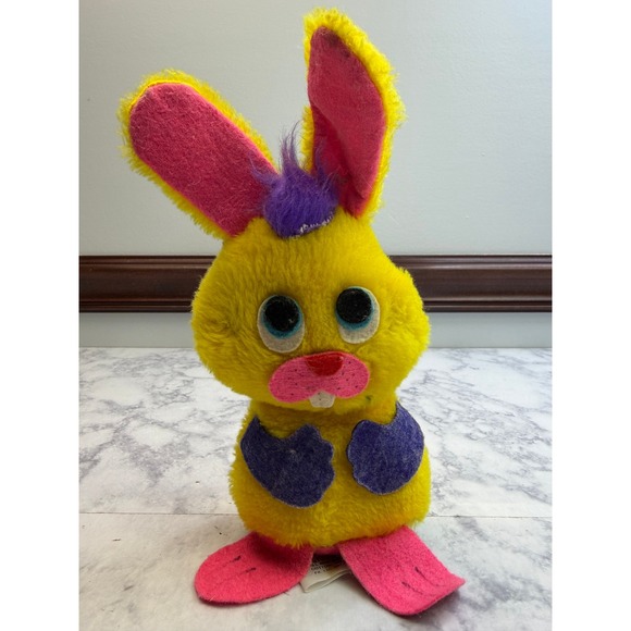 Wallace Berrie & Co. Other - Vintage 1974 Wallace Berrie Fluffy Bunny Plush Yellow Pink Purple 9" WB 186